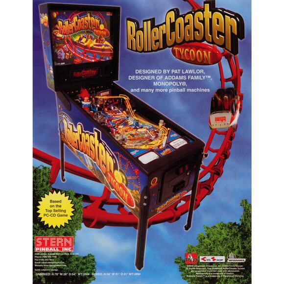 Roller Coaster Tycoon Pinball Flyer Original NOS 2002 Game Artwork 8.5" x 11" - Picture 1 of 2